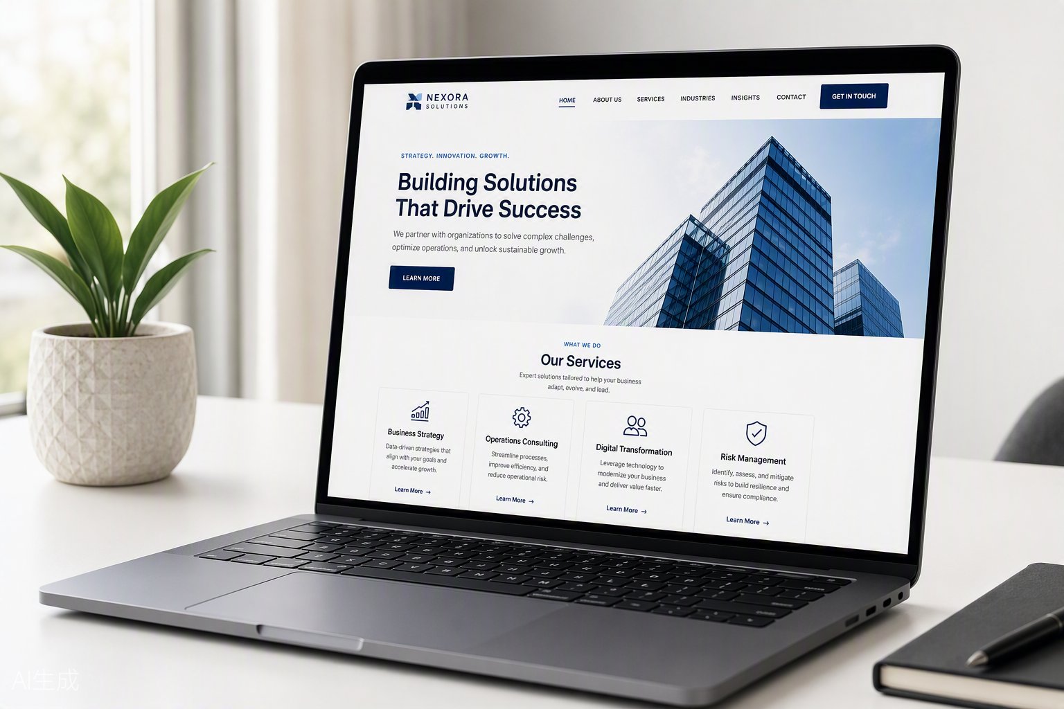 Corporate business website on laptop