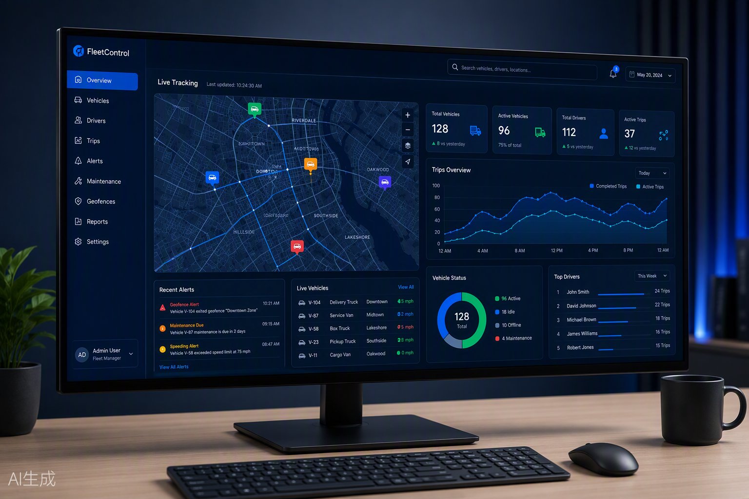Fleet management tracking dashboard