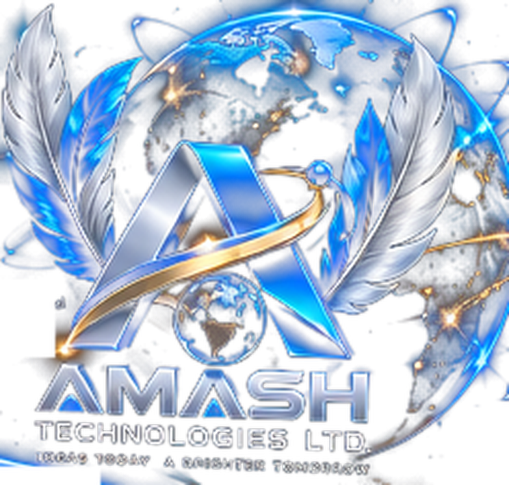 AMASH Technologies Ltd. — two feathers and globe logo
